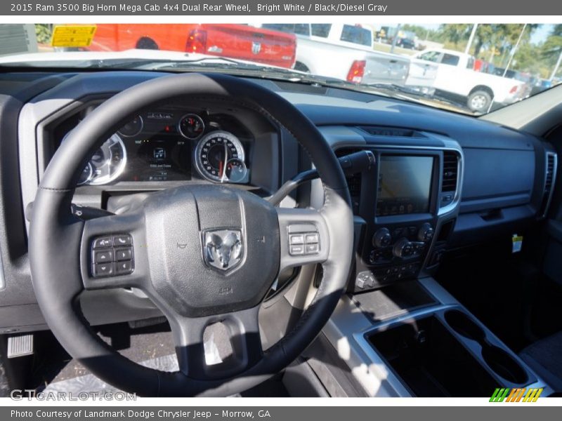 Bright White / Black/Diesel Gray 2015 Ram 3500 Big Horn Mega Cab 4x4 Dual Rear Wheel