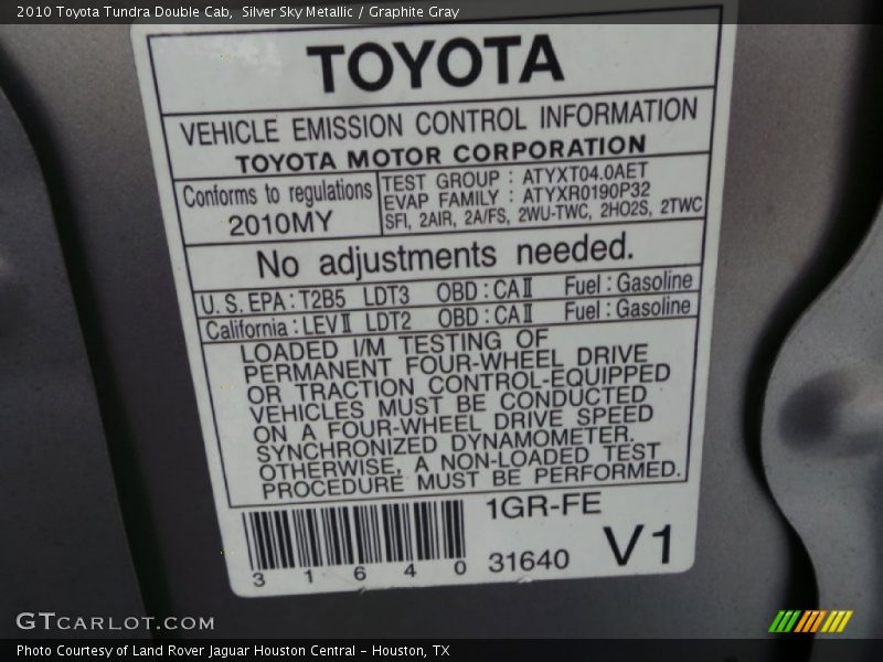 Silver Sky Metallic / Graphite Gray 2010 Toyota Tundra Double Cab