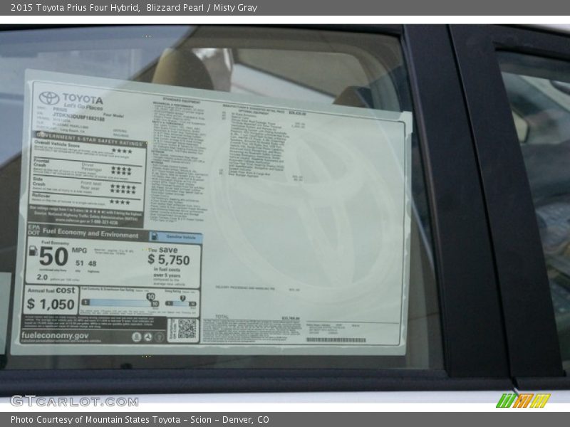 Blizzard Pearl / Misty Gray 2015 Toyota Prius Four Hybrid