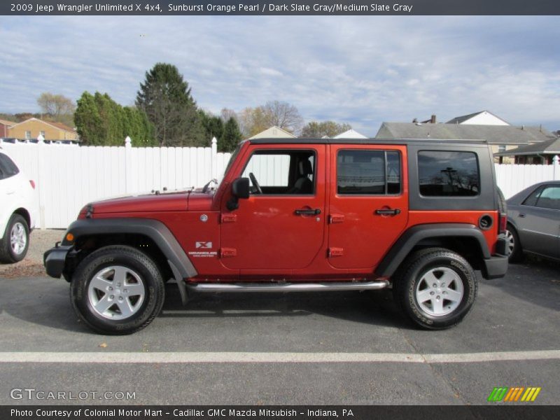 Sunburst Orange Pearl / Dark Slate Gray/Medium Slate Gray 2009 Jeep Wrangler Unlimited X 4x4