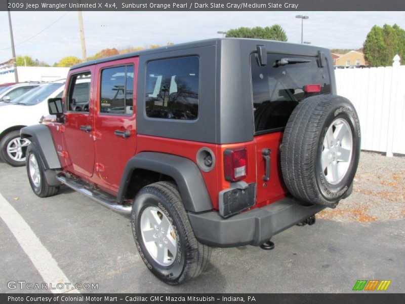 Sunburst Orange Pearl / Dark Slate Gray/Medium Slate Gray 2009 Jeep Wrangler Unlimited X 4x4