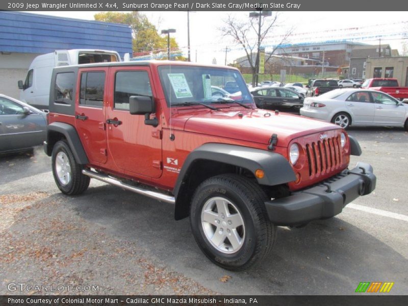 Sunburst Orange Pearl / Dark Slate Gray/Medium Slate Gray 2009 Jeep Wrangler Unlimited X 4x4