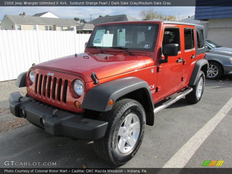 Sunburst Orange Pearl / Dark Slate Gray/Medium Slate Gray 2009 Jeep Wrangler Unlimited X 4x4