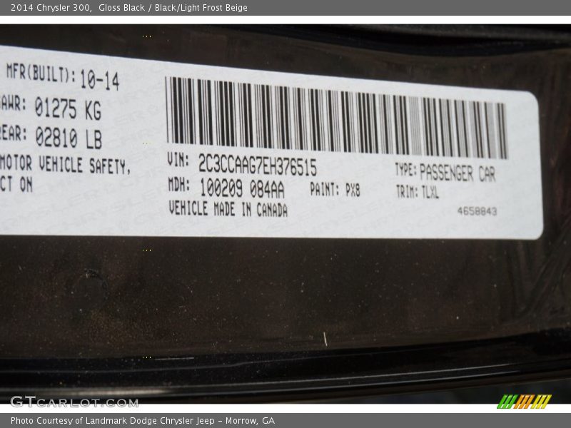 Gloss Black / Black/Light Frost Beige 2014 Chrysler 300