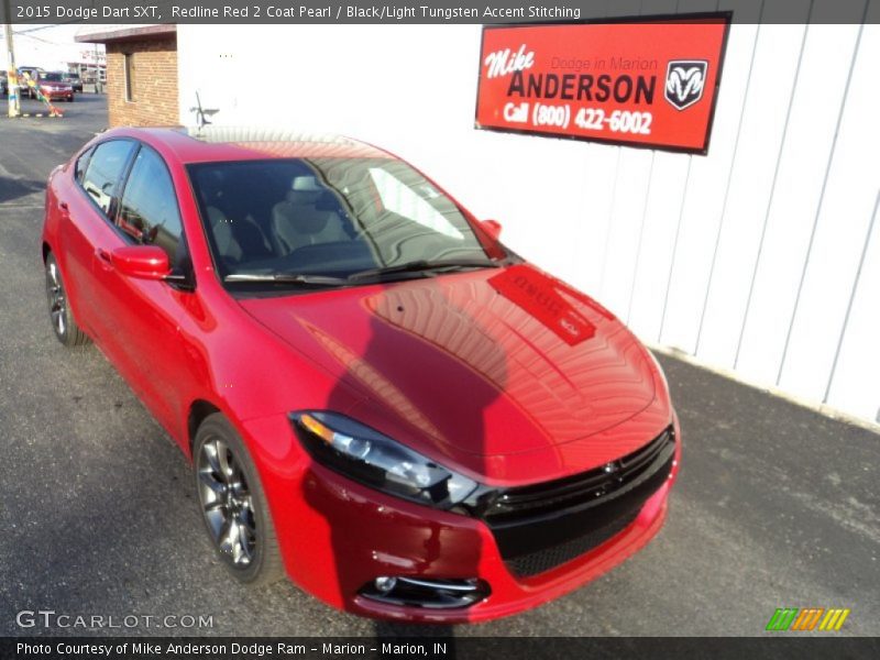 Redline Red 2 Coat Pearl / Black/Light Tungsten Accent Stitching 2015 Dodge Dart SXT