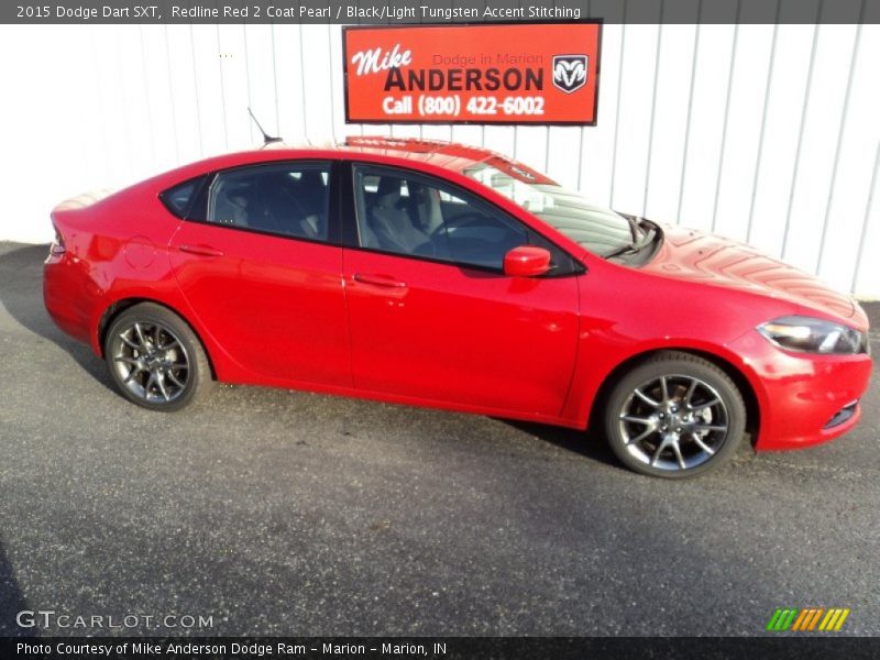Redline Red 2 Coat Pearl / Black/Light Tungsten Accent Stitching 2015 Dodge Dart SXT