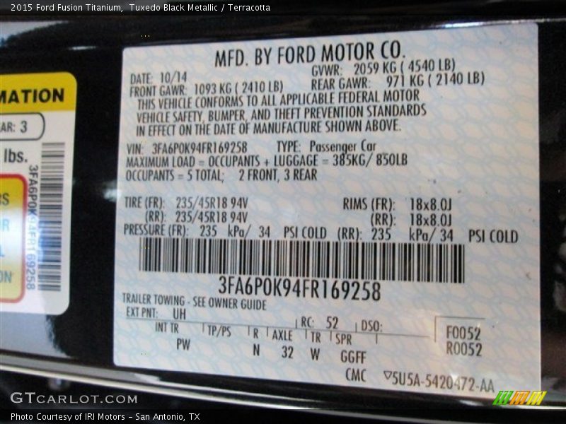 Tuxedo Black Metallic / Terracotta 2015 Ford Fusion Titanium