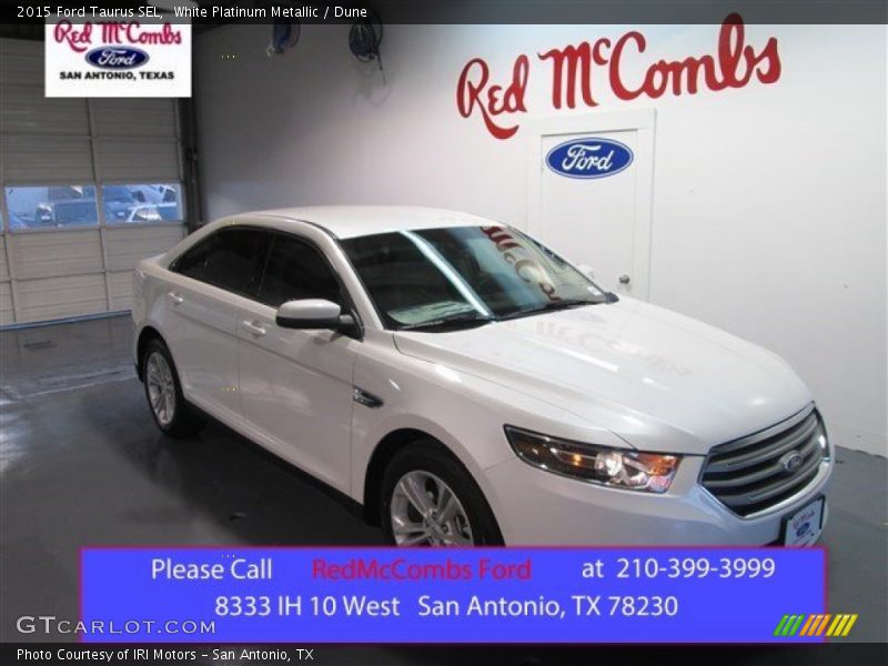 White Platinum Metallic / Dune 2015 Ford Taurus SEL