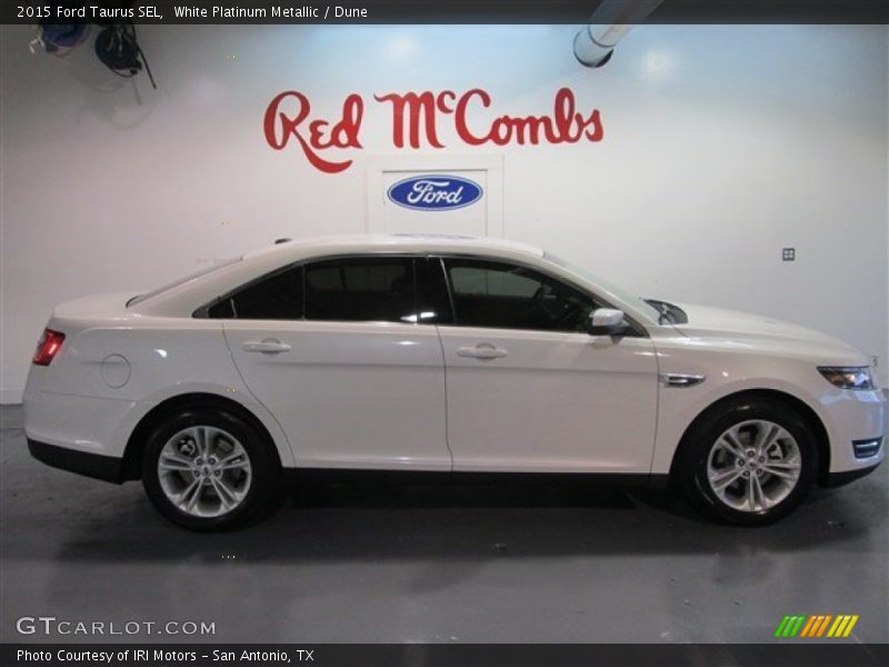 White Platinum Metallic / Dune 2015 Ford Taurus SEL