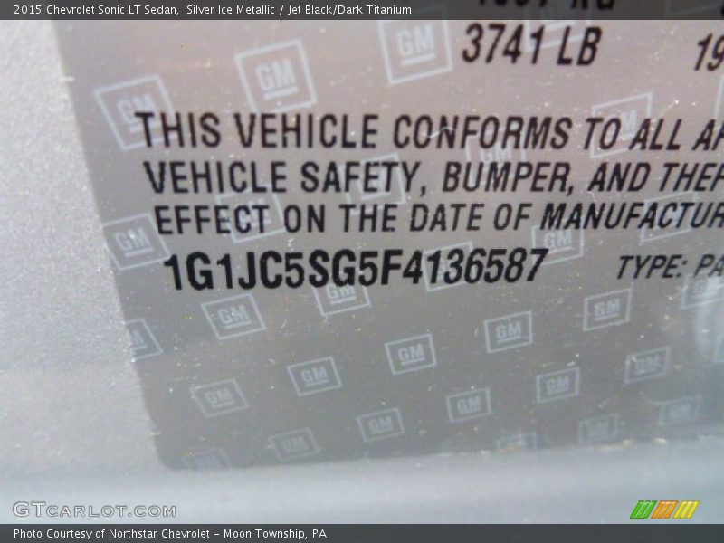 Silver Ice Metallic / Jet Black/Dark Titanium 2015 Chevrolet Sonic LT Sedan