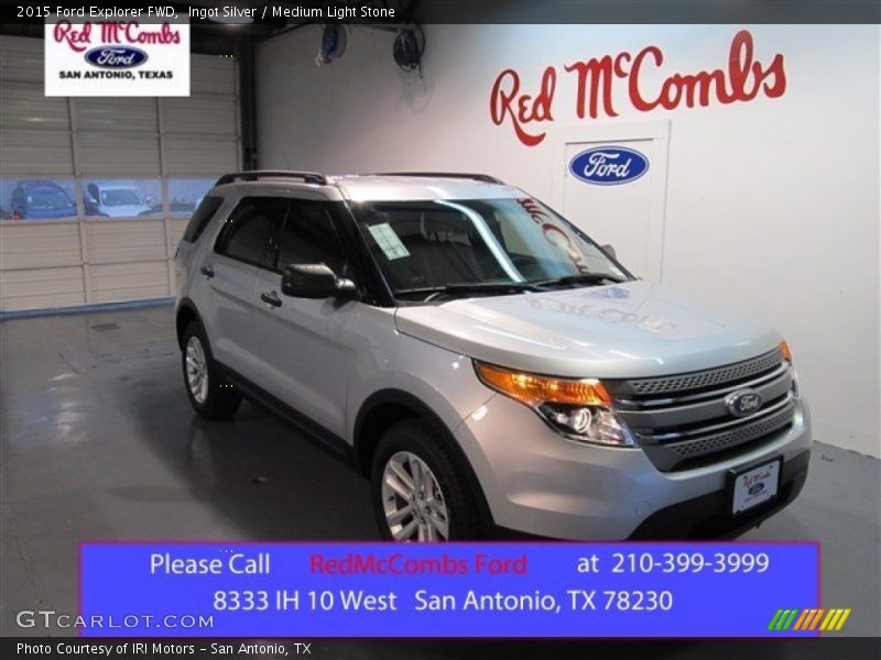 Ingot Silver / Medium Light Stone 2015 Ford Explorer FWD