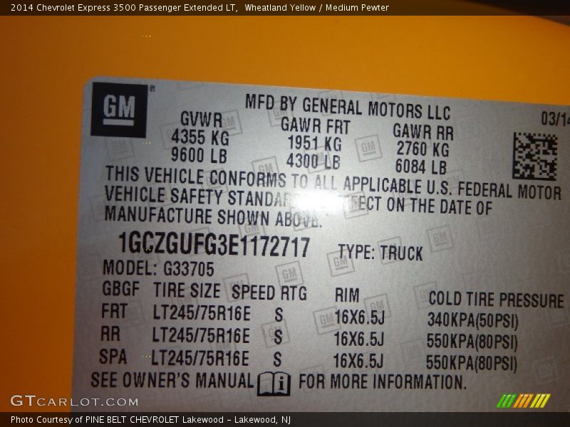 Wheatland Yellow / Medium Pewter 2014 Chevrolet Express 3500 Passenger Extended LT