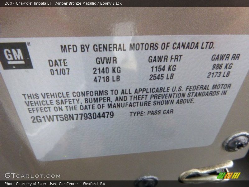 Amber Bronze Metallic / Ebony Black 2007 Chevrolet Impala LT