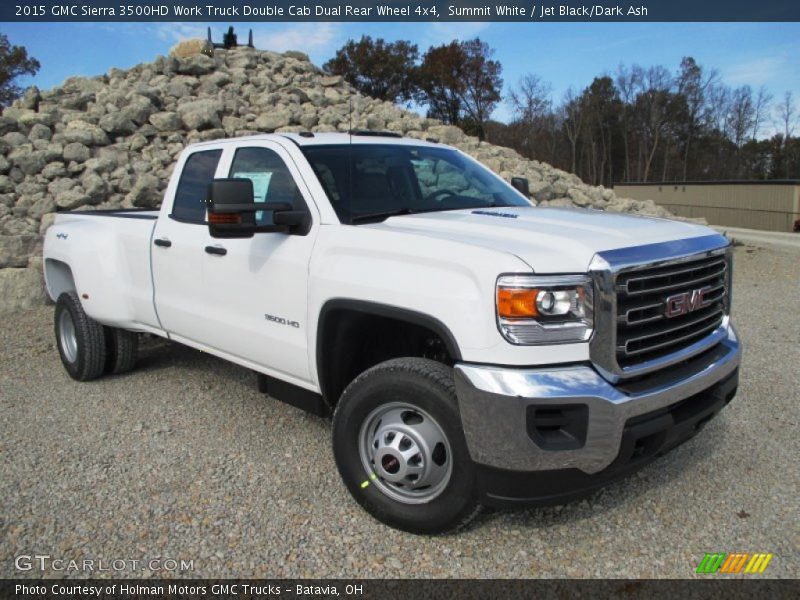 Summit White / Jet Black/Dark Ash 2015 GMC Sierra 3500HD Work Truck Double Cab Dual Rear Wheel 4x4