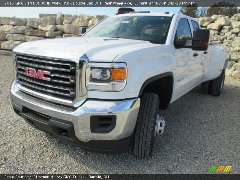 Summit White / Jet Black/Dark Ash 2015 GMC Sierra 3500HD Work Truck Double Cab Dual Rear Wheel 4x4