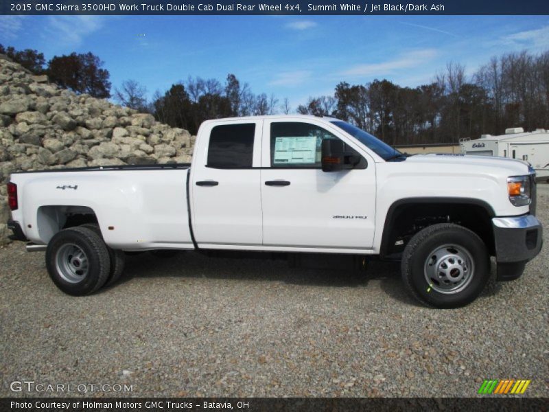 Summit White / Jet Black/Dark Ash 2015 GMC Sierra 3500HD Work Truck Double Cab Dual Rear Wheel 4x4