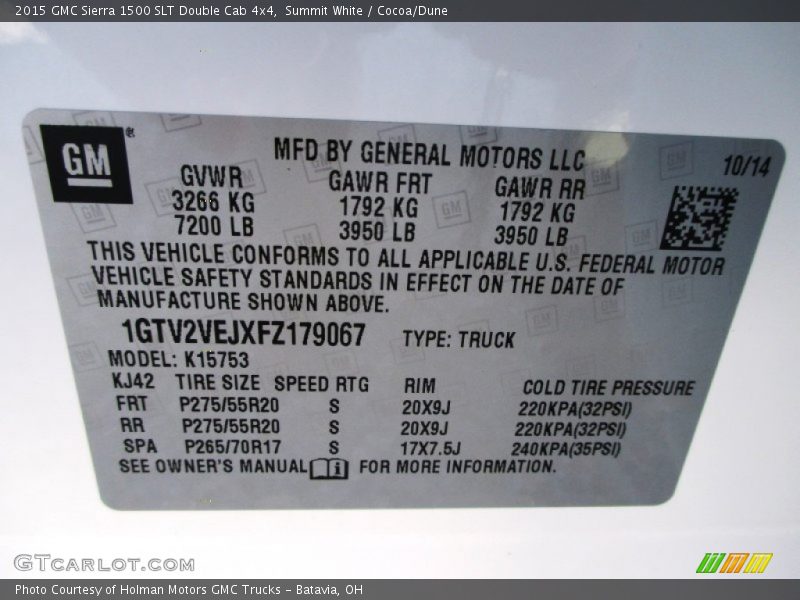 Summit White / Cocoa/Dune 2015 GMC Sierra 1500 SLT Double Cab 4x4