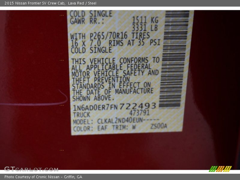 EAF - 2015 Nissan Frontier SV Crew Cab