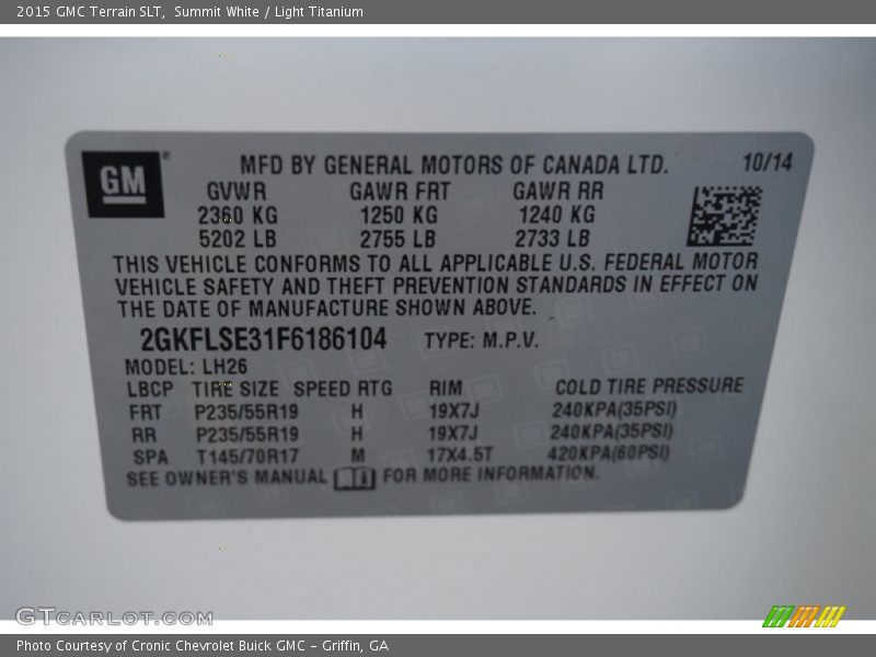 Summit White / Light Titanium 2015 GMC Terrain SLT