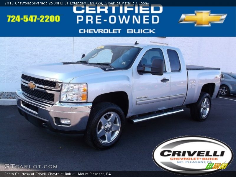 Silver Ice Metallic / Ebony 2013 Chevrolet Silverado 2500HD LT Extended Cab 4x4