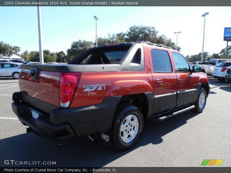 Sunset Orange Metallic / Medium Neutral 2003 Chevrolet Avalanche 1500 4x4