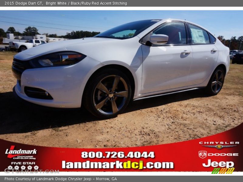 Bright White / Black/Ruby Red Accent Stitching 2015 Dodge Dart GT