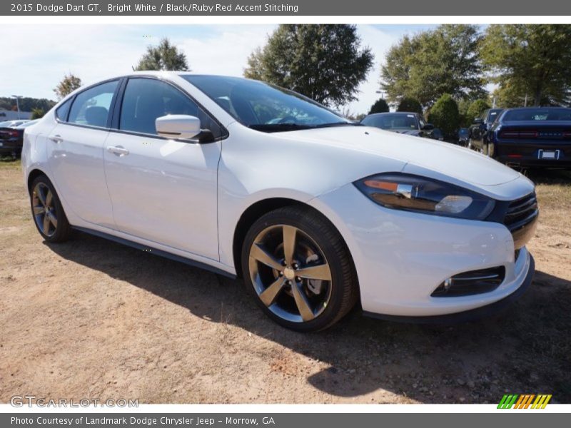 Bright White / Black/Ruby Red Accent Stitching 2015 Dodge Dart GT