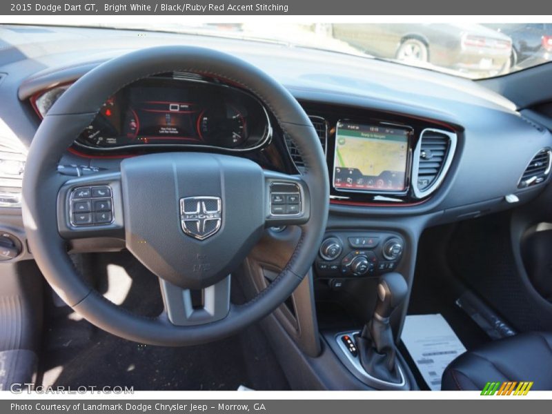 Bright White / Black/Ruby Red Accent Stitching 2015 Dodge Dart GT