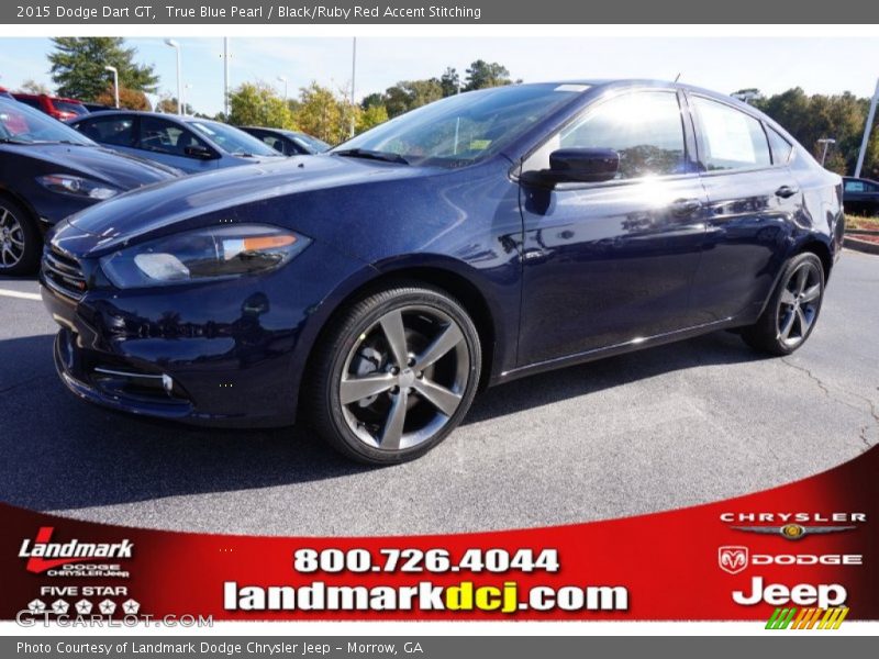 True Blue Pearl / Black/Ruby Red Accent Stitching 2015 Dodge Dart GT