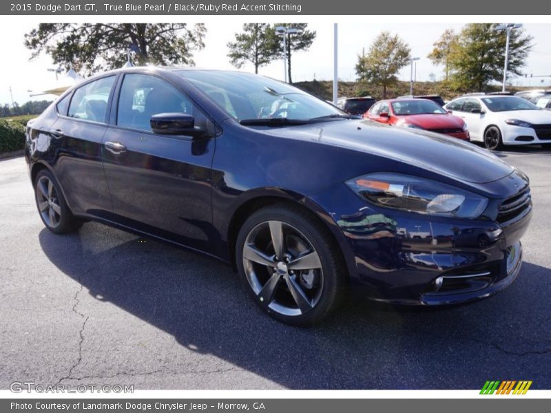 True Blue Pearl / Black/Ruby Red Accent Stitching 2015 Dodge Dart GT