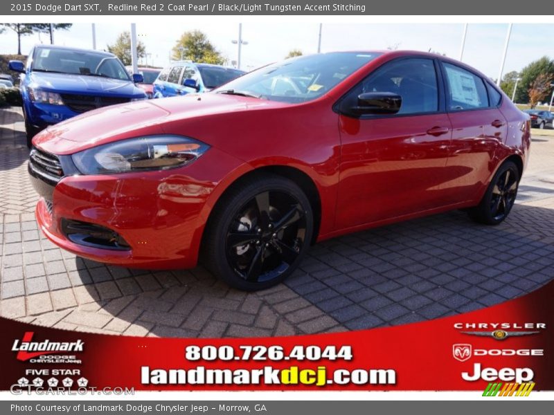 Redline Red 2 Coat Pearl / Black/Light Tungsten Accent Stitching 2015 Dodge Dart SXT