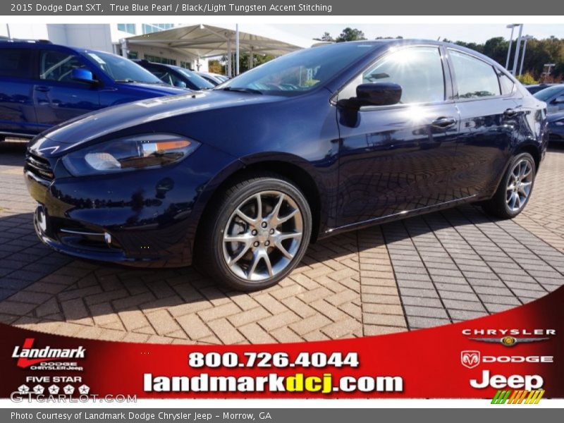 True Blue Pearl / Black/Light Tungsten Accent Stitching 2015 Dodge Dart SXT
