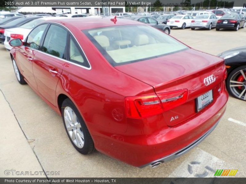 Garnet Red Pearl / Velvet Beige 2015 Audi A6 3.0T Premium Plus quattro Sedan