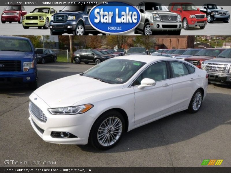 White Platinum Metallic / Charcoal Black 2015 Ford Fusion SE