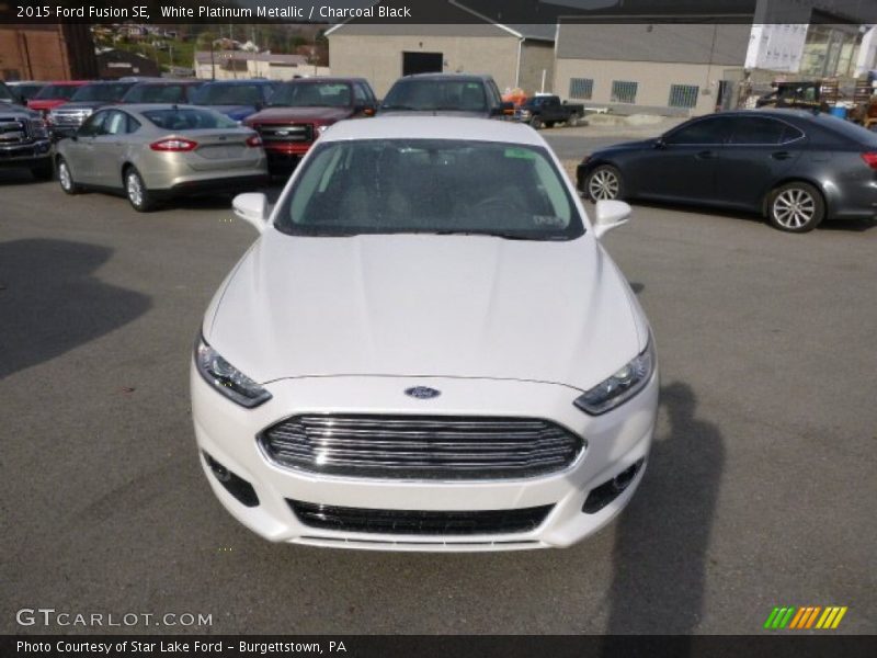 White Platinum Metallic / Charcoal Black 2015 Ford Fusion SE