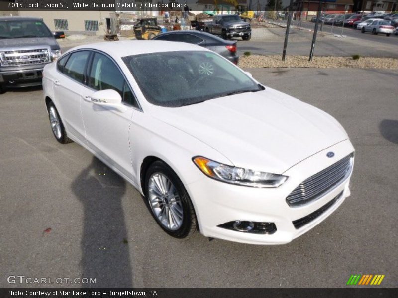 White Platinum Metallic / Charcoal Black 2015 Ford Fusion SE