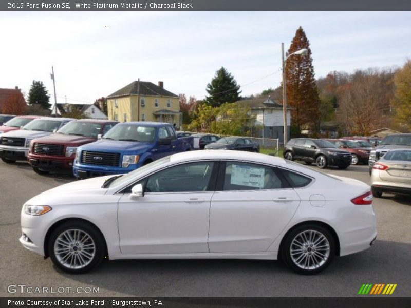 White Platinum Metallic / Charcoal Black 2015 Ford Fusion SE