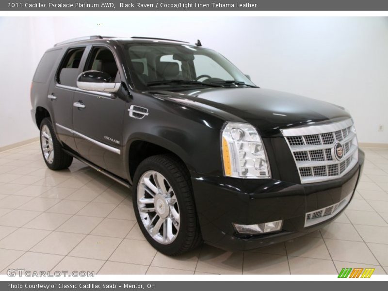 Black Raven / Cocoa/Light Linen Tehama Leather 2011 Cadillac Escalade Platinum AWD