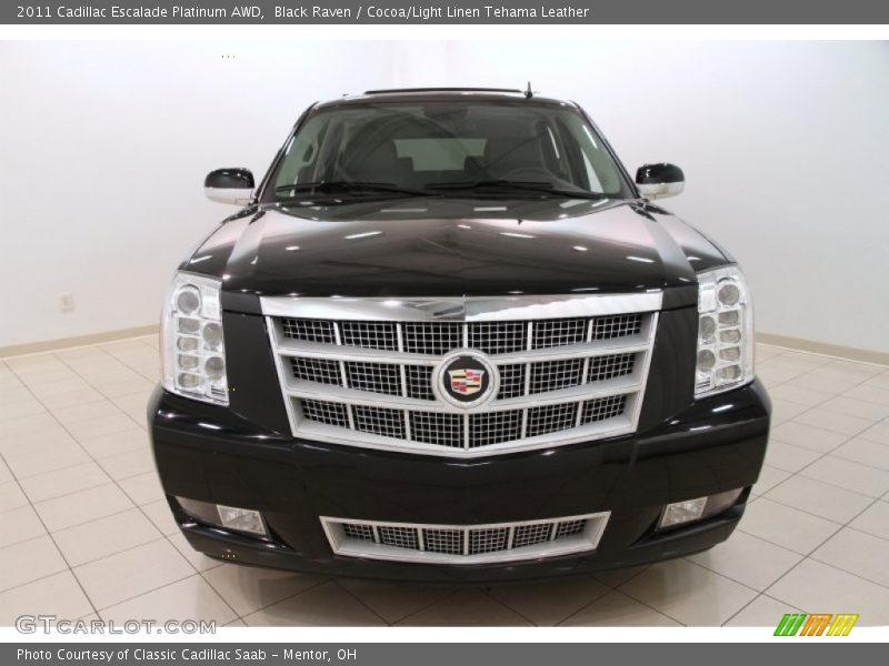 Black Raven / Cocoa/Light Linen Tehama Leather 2011 Cadillac Escalade Platinum AWD