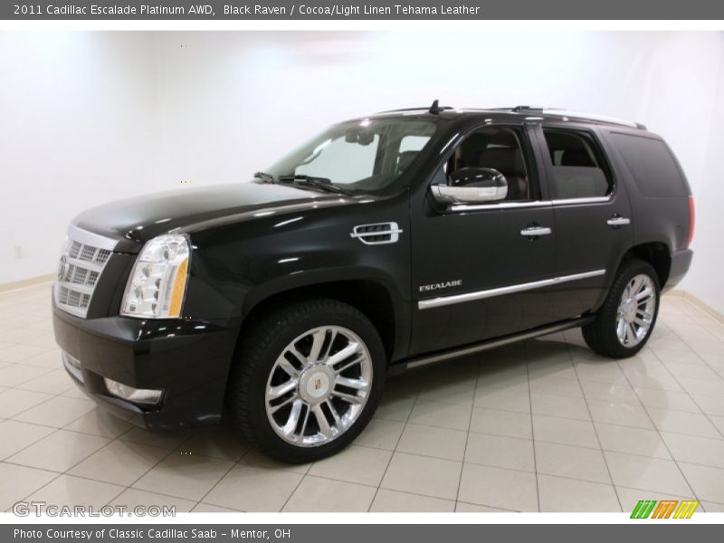 Black Raven / Cocoa/Light Linen Tehama Leather 2011 Cadillac Escalade Platinum AWD