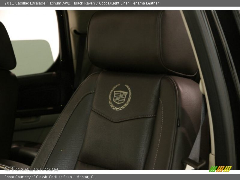 Black Raven / Cocoa/Light Linen Tehama Leather 2011 Cadillac Escalade Platinum AWD