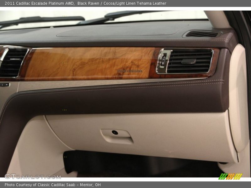 Black Raven / Cocoa/Light Linen Tehama Leather 2011 Cadillac Escalade Platinum AWD