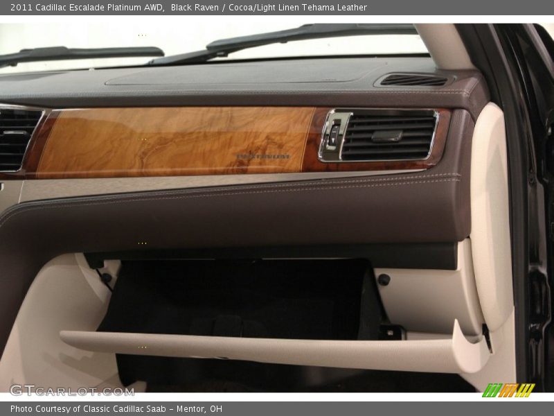 Black Raven / Cocoa/Light Linen Tehama Leather 2011 Cadillac Escalade Platinum AWD
