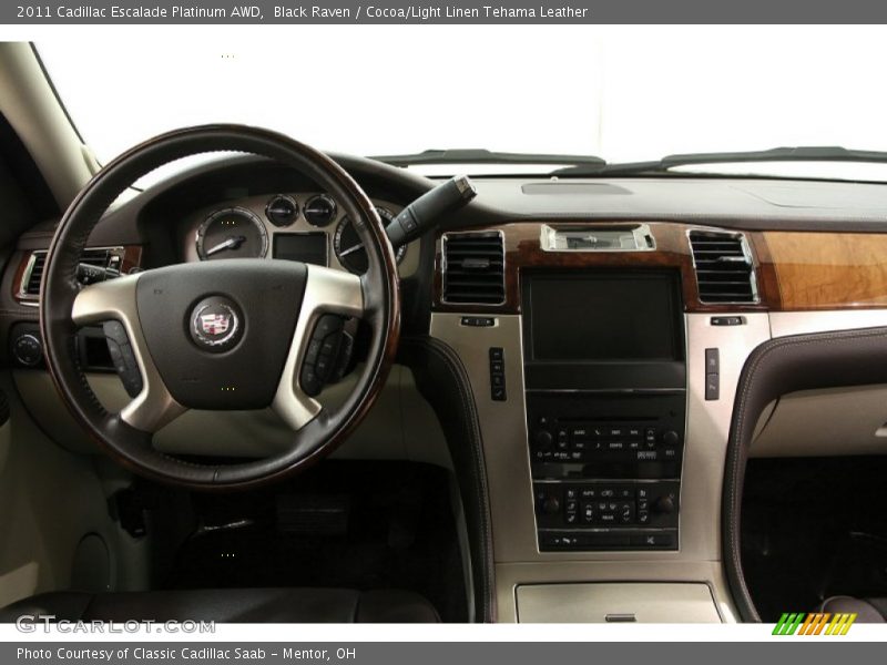 Black Raven / Cocoa/Light Linen Tehama Leather 2011 Cadillac Escalade Platinum AWD