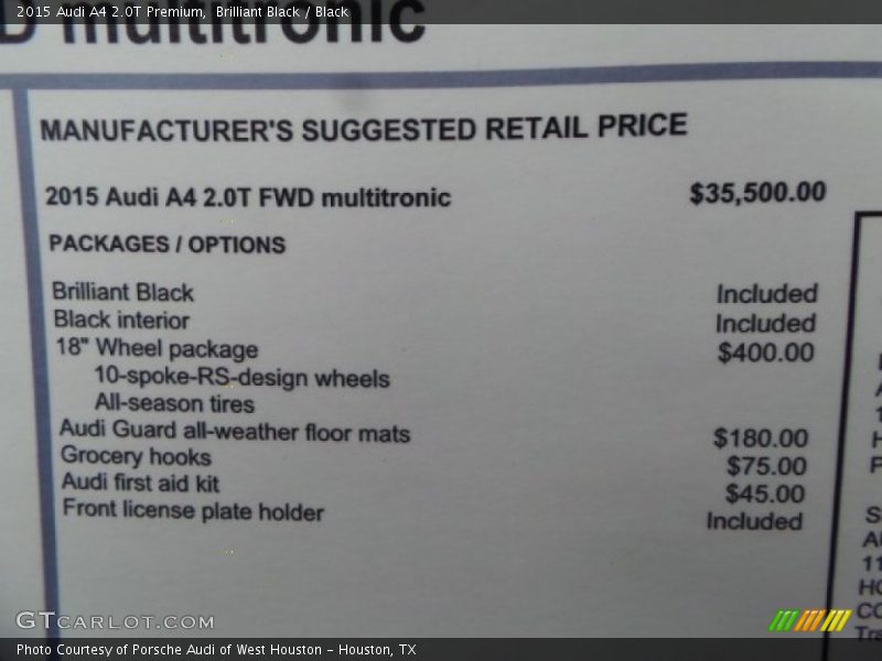 Brilliant Black / Black 2015 Audi A4 2.0T Premium