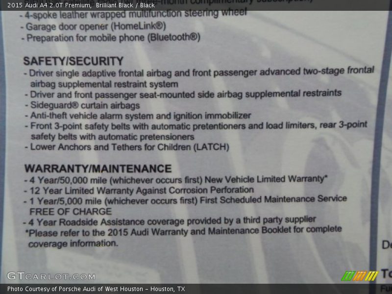 Brilliant Black / Black 2015 Audi A4 2.0T Premium
