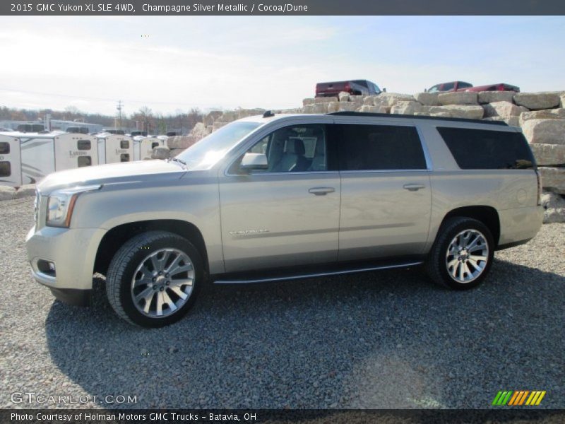 Champagne Silver Metallic / Cocoa/Dune 2015 GMC Yukon XL SLE 4WD