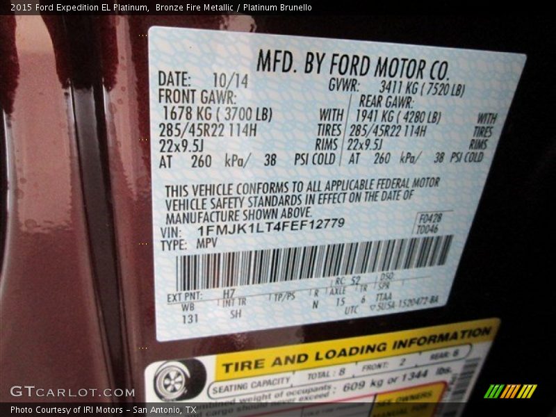 2015 Expedition EL Platinum Bronze Fire Metallic Color Code H7