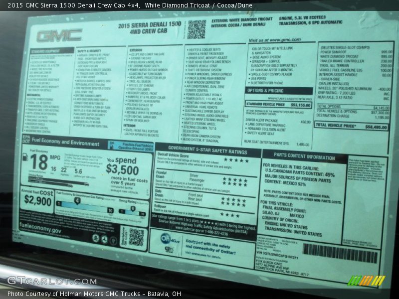  2015 Sierra 1500 Denali Crew Cab 4x4 Window Sticker