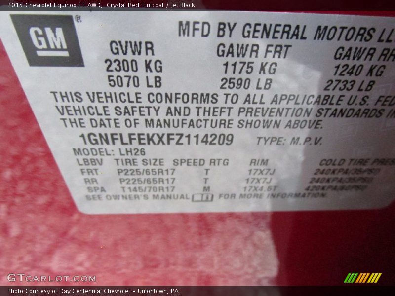 Crystal Red Tintcoat / Jet Black 2015 Chevrolet Equinox LT AWD